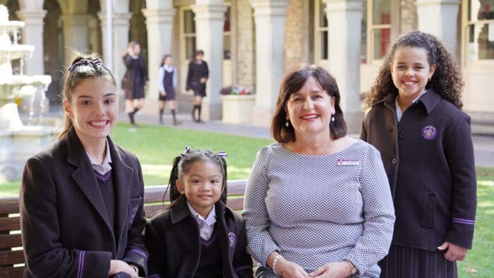 Principal Paddy McEvoy with students